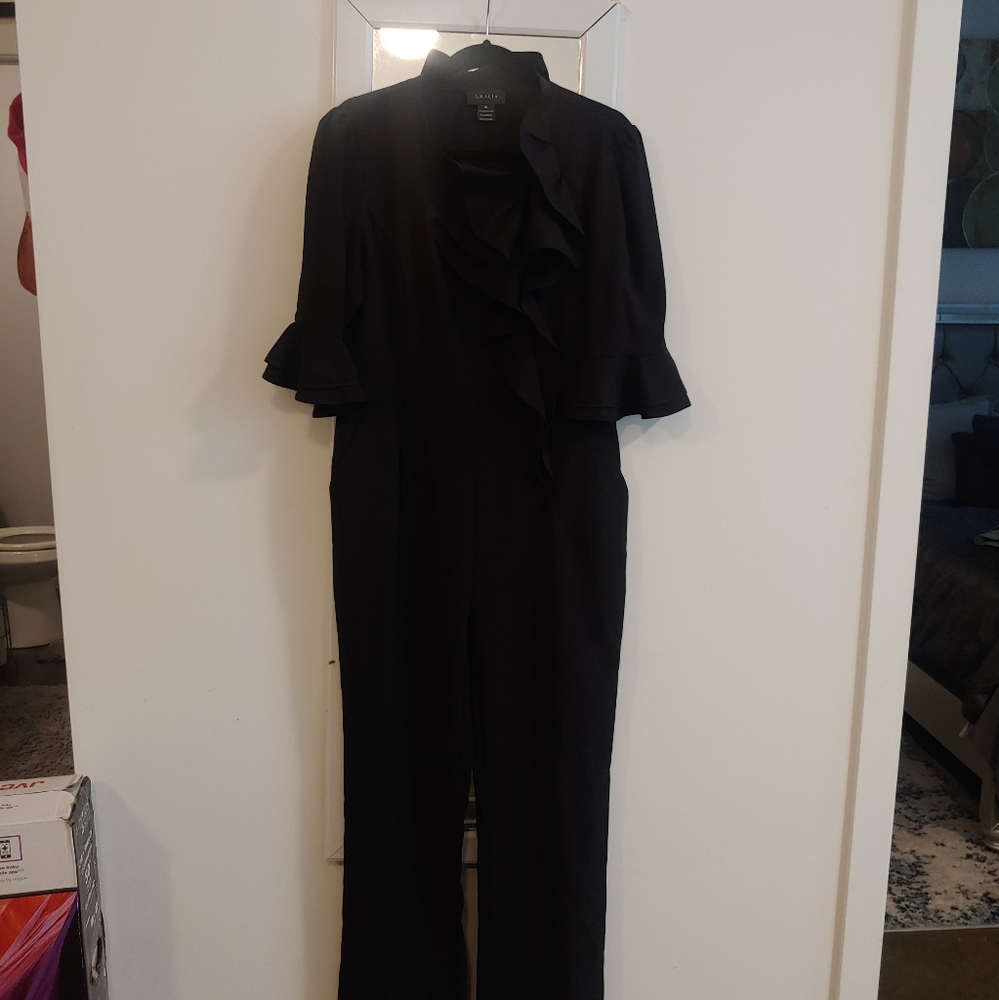Black ruffled jumpsuit